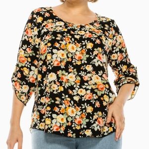 Women's Floral Printed Plus Size Tunic Top